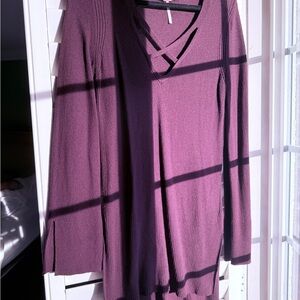 Free People Purple V-Neck Sweater